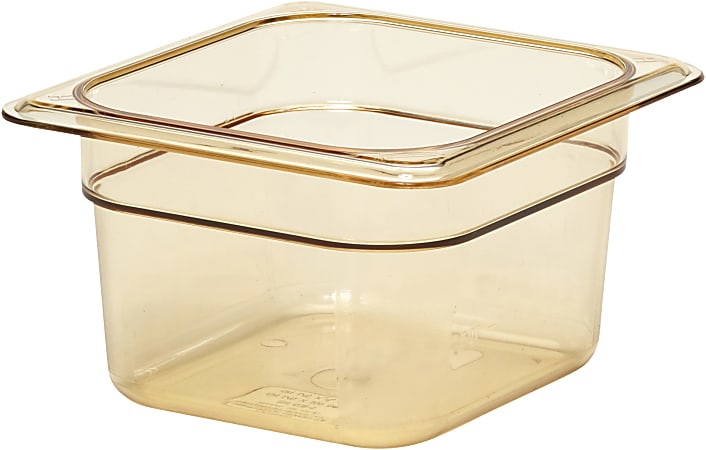 Cambro H-Pan High-Heat GN 1/6 Food Pans, 4"H x 6-3/8"W x 6-15/16"D, Amber, Pack Of 6 Pans