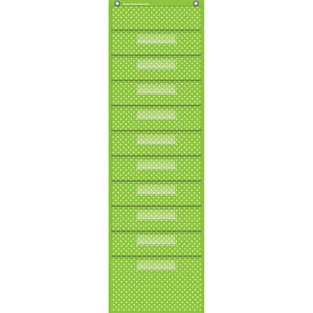 Teacher Created Resources Polka Dot Storage Pocket Chart - 10 Pocket(s) - 58" Height x 14" Width46" Length - Lightweight - Lime - 1 Each
