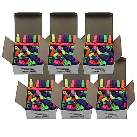 Charles Leonard Economy Wedge-Shaped Eraser Caps, Assorted Colors, 144  Erasers Per Box, Pack Of 6 Boxes