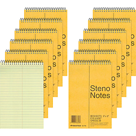 Rediform Steno Notebooks - 80 Sheets - Wire Bound - Gregg Ruled Margin - 16 lb Basis Weight - 6"x9" Sheet Size - 36746PK