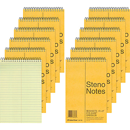 Rediform Steno Notebooks - 80 Sheets - Wire Bound - Gregg Ruled - 16 lb Basis Weight - 6" x 9" - Green Paper - Brown Cover - Board Cover - Hard Cover, Rigid - 12 / Pack