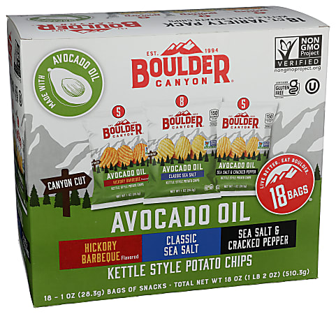 Boulder Canyon Kettle Style Potato Chips, Variety Pack, 1 Oz, Total Qty 72