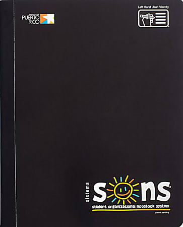 SONS System Journal-Style Notebooks, 9-3/4" x 7-1/2", 1 Subject, Primary Rule, 200 Sheets, Black