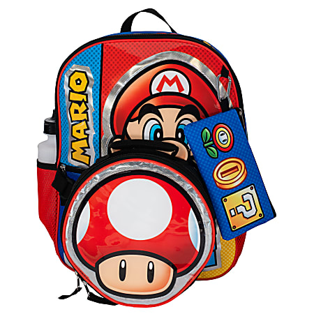 Accessory Innovations Super Mario Brothers 5 Piece Backpack Set RedBlue ...