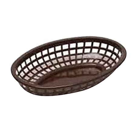 Tablecraft Oval Plastic Side Order Baskets, 1-7/8"H x 5-1/2"W x 7-3/4"D, Brown, Pack Of 12 Baskets