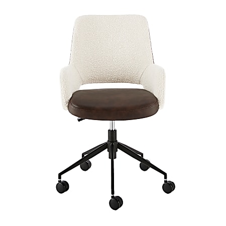Eurostyle Desi Fabric Mid-Back Office Chair, Ivory/Matte Black