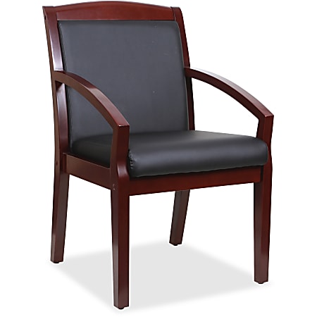 Lorell® Bonded Leather/Wood Guest Chair With Sloping Arms,