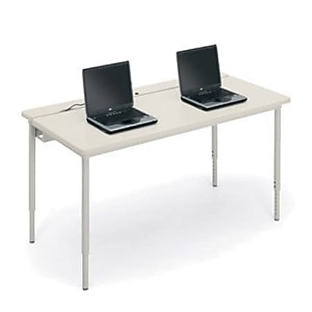 Bretford Quattro Voltea Computer Desk, 32”H x 72”W x 24”D, Mist Gray/Quartz