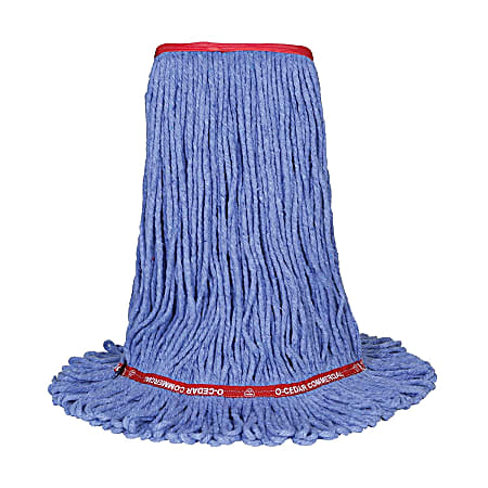 Ocedar Commercial MaxiClean Cotton Blend Narrow Band Mop Heads, Large, Blue, Case Of 12 Heads