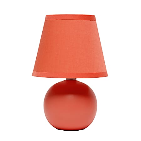 Creekwood Home Nauru Petite Ceramic Orb Table Lamp, 8-11/16"H, Orange Shade/Orange Base