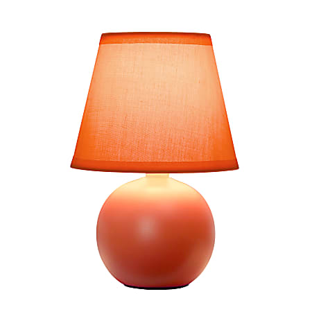 Creekwood Home Nauru Petite Ceramic Orb Table Lamp 8 1116 H Orange ShadeOrange Base Office Depot