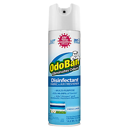 OdoBan Odor Eliminator Disinfectant 360° Spray, Fresh Linen Scent, 14.6 Oz