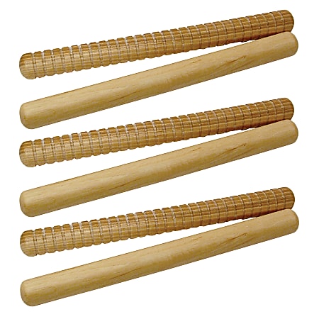 Westco Educational Products Hickory Rhythm Sticks, 8", Natural, 2 Sticks Per Pack, Set Of 3 Packs