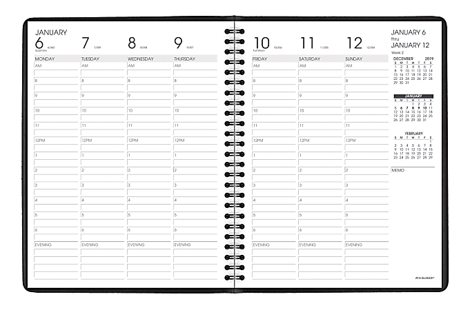 AT-A-GLANCE® 13-Month Weekly Appointment Book/Planner, 7" x 8-3/4", Black, January 2020 To January 2021, 7086505