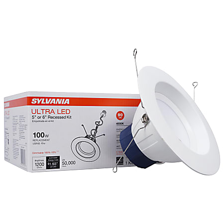 Sylvania LEDvance Indoor/Outdoor Downlight LED Fixtures, 5/6" Diameter, Dimmable, 4000 Kelvin/Cool White, 16 Watt, 1200 Lumens, Case Of 2 Fixtures