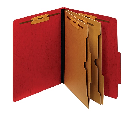 Pendaflex® Color Moisture-Resistant 6-Fastener Classification Folders, 2" Expansion, Letter Size, Dark Red, Box Of 10 Folders