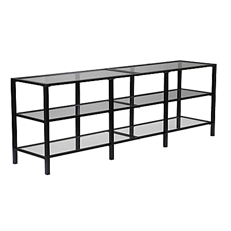SEI Furniture Tyler Metal/Glass Media Stand For Flat-Screen TVs, 24-1/4"H x 70"W x 16"D, Black