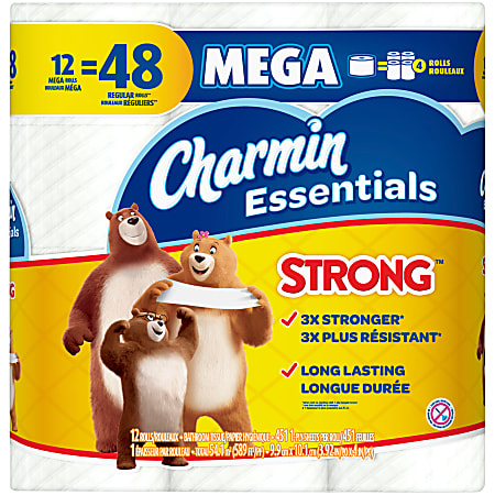 Charmin® Essentials® Strong 1-Ply Toilet Paper, 300 Sheets Per Roll, Pack Of 20 Rolls