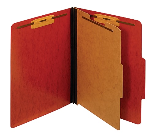 Pendaflex® Pressboard Moisture-Resistant Classification Folders, 1 3/4" Expansion, Letter Size, Red, Box Of 10 Folders