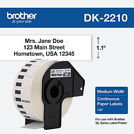 Brother® DK2210 Continuous-Length Paper Tape, 1 1/7