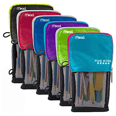 Mead Stand N' Store Mesh Pencil Pouch ~ Blue Black ~ School office 