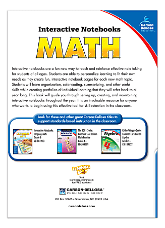 Carson Dellosa Interactive Notebook For Math Grade 6 - Office Depot