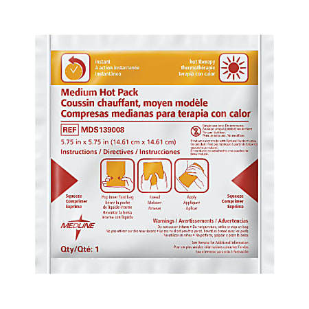 Medline Instant Hot Packs, 6" x 6", Pack Of 24