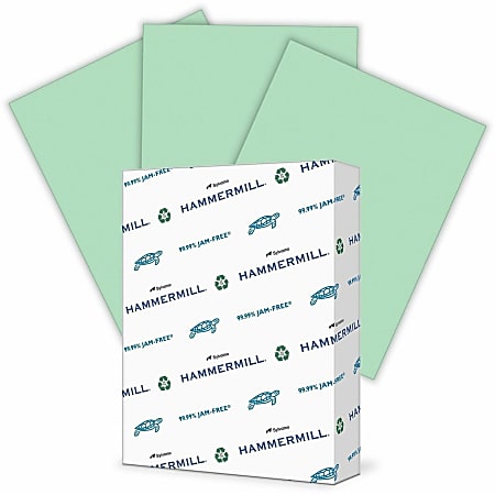 Hammermill® Colors Recycled Copy Paper, 10 Reams, Green, Letter (8.5" x 11"), 5000 Sheets Per Case, 20 Lb