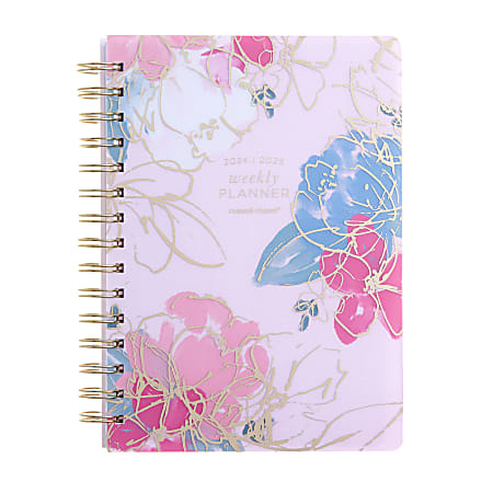 Russell &amp; Hazel 2024 A5 Academic Planner, 5-7/8&rdquo; x 8-1/4&rdquo;, Gold Foil Floral