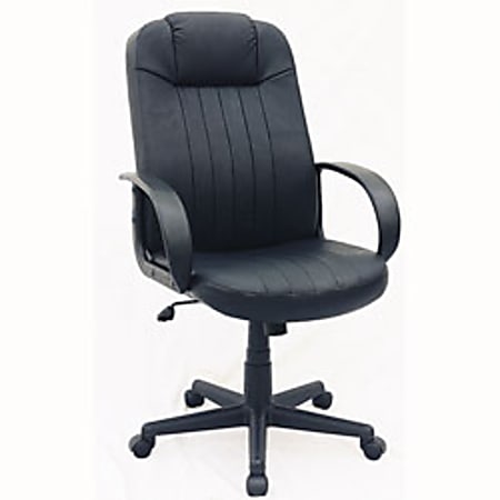 Office Depot® Brand Hampton High-Back Leather Chair, 45"H x 24 1/2"W x 19 1/2"D, Black Frame, Black Leather