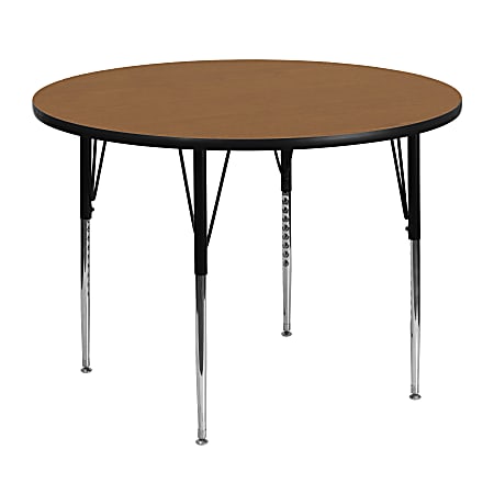 Flash Furniture 48" Round Thermal Laminate Activity Table With Standard Height-Adjustable Legs, Oak