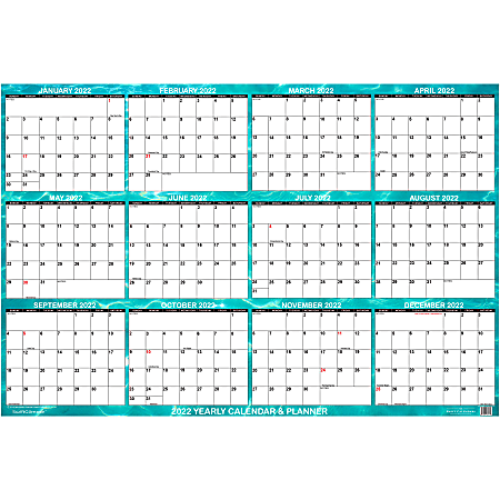 SwiftGlimpse Designer Yearly Wall Calendar, 24" x 36", Blue Water, January to December 2022, SG WATER ONE