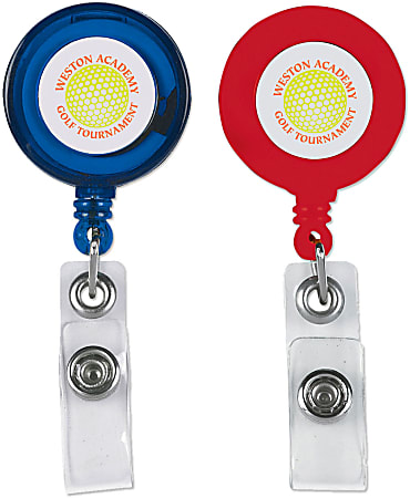 Custom Full Color Retractable Badge Holder 3 18 x 1 14 Assorted Colors -  Office Depot