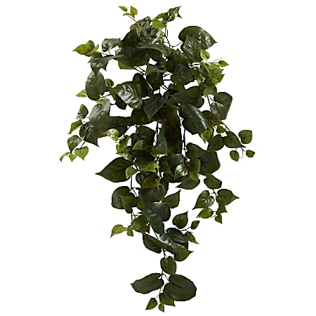 Nearly Natural Philo 34" Artificial Hanging Plants, Green, Set Of 3 Plants