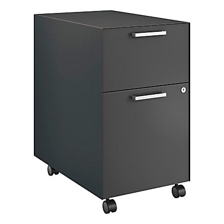 HON® Fuse Collection 23-1/4"D 2-Drawer Letter-Size Metal Mobile Vertical Box/File Pedestal, Large, Charcoal