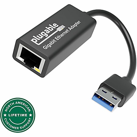 Plugable USB to Ethernet Adapter, USB 3.0 to Gigabit Ethernet - Compatible with Windows 11, 10, 8.1, 7, XP, macOS 11+ and newer, Chrome OS