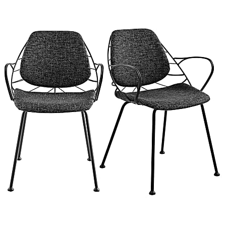Eurostyle Linnea Side Chairs With Arms, Black/Matte Black, Set Of 2 Chairs