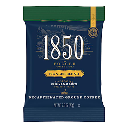 Folgers® 1850 Coffee Fraction Single-Serve Packs, Pioneer Blend Decaffeinated, Medium Roast, Carton Of 24