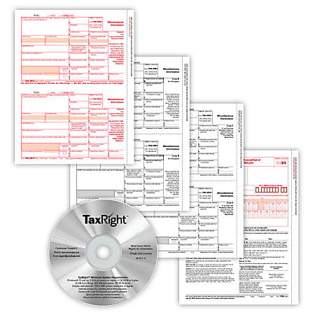 ComplyRight® 1099-MISC Tax Forms With Software, 4-Part, 2-Up, Copies A/B/C, Laser, 8-1/2" x 11", Pack Of 50 Form Sets