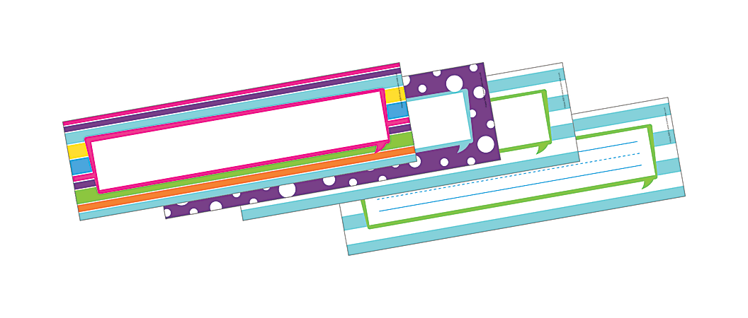 Barker Creek Double-Sided Desk Tags/Bulletin Board Signs, 3 1/2" x 12", Happy, Pre-K To 6th Grade, Pack Of 36