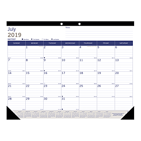 Blueline® DuraGlobe™ 13-Month Academic Monthly Desk Pad, 17" x 22", July 2019 to July 2020