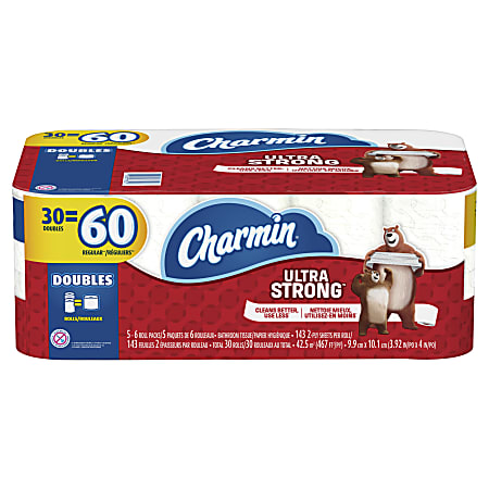 Charmin® Ultra Strong® 2-Ply Double-Roll Toilet Paper, 143 Sheets Per Roll, Pack Of 30 Rolls