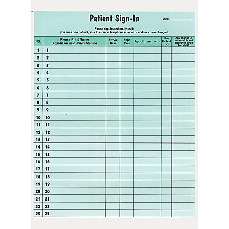 Tabbies Patient Sign-In Label Forms - 125 Sheet(s) - 11
