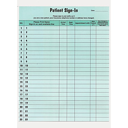 Tabbies Patient Sign-In Label Forms - 125 Sheet(s)