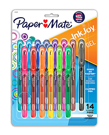 Paper Mate® Inkjoy Gel 600ST Stick Pens, Medium Point, 0.7 mm, Assorted Ink Colors, Pack Of 14