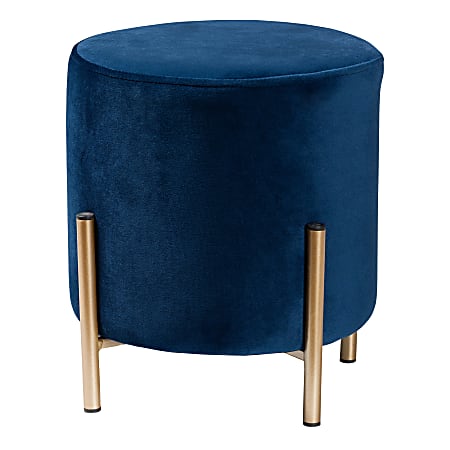 Baxton Studio Thurman Ottoman, Navy Blue/Gold