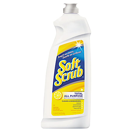 Soft Scrub® Total All-Purpose Bath And Kitchen Cleaner, Lemon Scent, 24 Oz Bottle