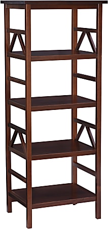 Linon Rockport 55"H 4-Shelf Home Office Bookcase, Antique Tobacco