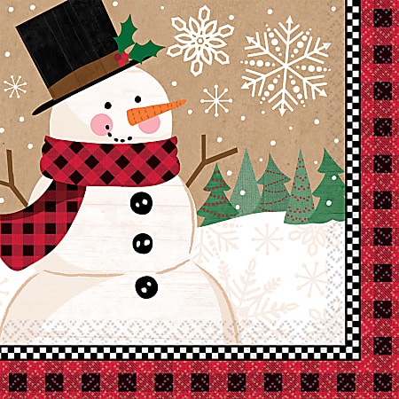 Amscan Christmas Winter Wonder 2-Ply Dinner Napkins, 8" x 8", 16 Napkins Per Pack, Case Of 3 Packs