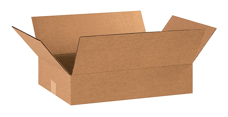 Partners Brand Flat Corrugated Boxes, 18" x 12" x 4", Kraft, Pack Of 25
